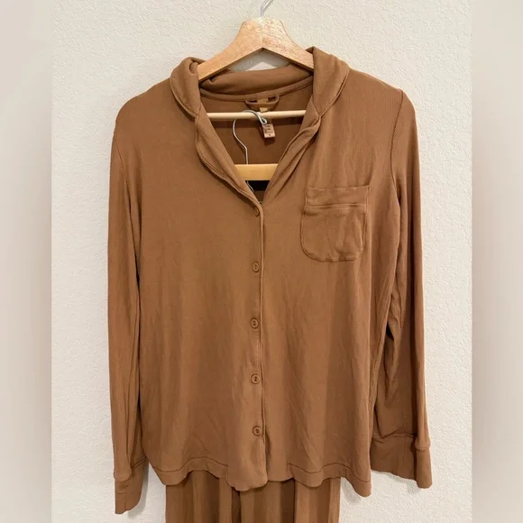 Skims Ribbed Pajama Set Size XS Tan/Brown - Picture 3 of 5